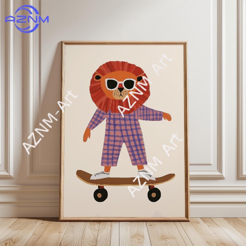 1PC Funny Animal Skateboarding - Baby Nursery Fabric ulasan dan harga