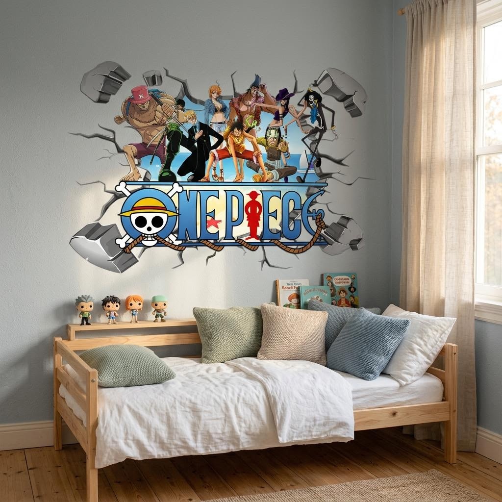 Cartoon One Piece Luffy 3D Wal - Baby Nursery Wall Mural ulasan dan harga