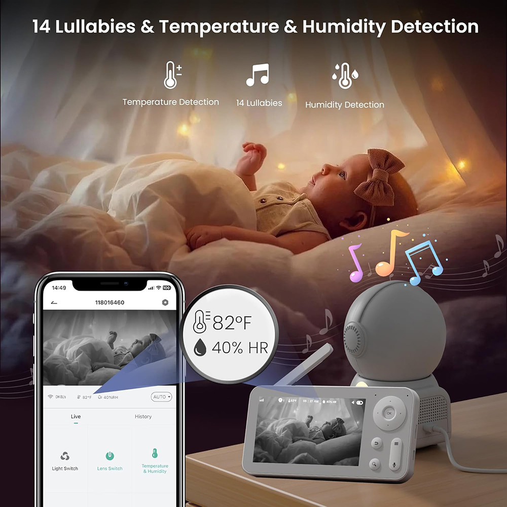 2K Baby Monitor with 2 Cameras - Baby Nursery Light ulasan dan harga