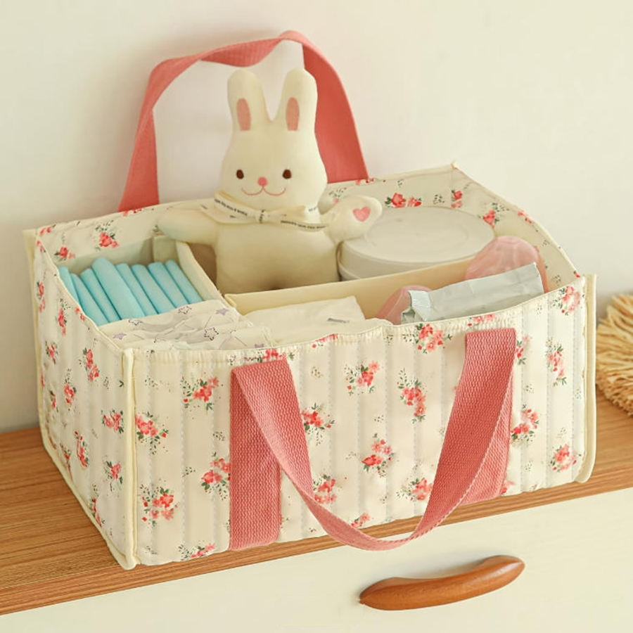 Floral Diaper Caddy Organizer, - Baby Nursery Basket ulasan dan harga