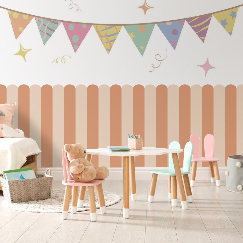 Multicolor Vertical Striped Ar - Baby Nursery Wall ulasan dan harga
