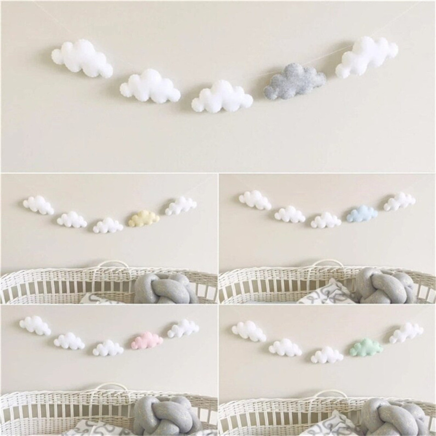 Nordic Felt Cloud Garlands Str - Baby Nursery Fabric ulasan dan harga