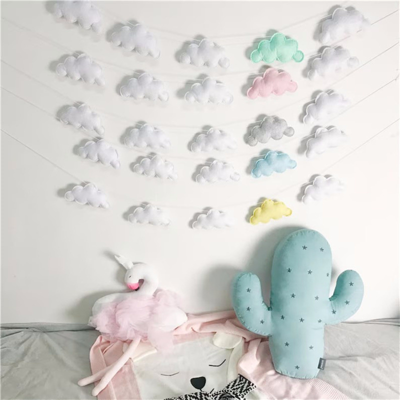 Nordic Felt Cloud Garlands Str - Baby Nursery Fabric ulasan dan harga